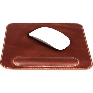 Mousepad - Hakiki Deri Mouse Pad - Bilek Destekli - Rahatlatıcı Süngerli