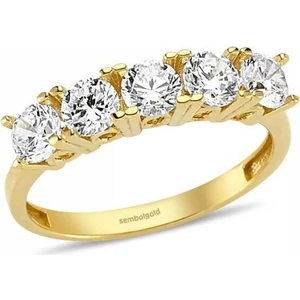 Sembol Gold 8 Ayar 5 Taş Altın Yüzük Zirconia Taşlı Sg42-0052050