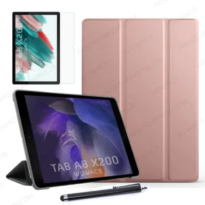 wowacs Samsung Galaxy Tab A8 10.5 SM-X200 SM-X205 Uyumlu Smart Kılıf Arkası Şeffaf + Ekran Koruyucu + Kalem