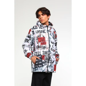 R-2103 Dumanlı Adam Baskılı Kapüşonlu Rüzgarlık