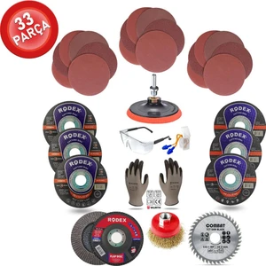 33 Parça Spiral Avuç Içi Taşlama 115MM Cırt Zımpara+Matkap Seti