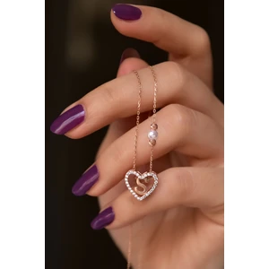 Papatya Silver 925 Ayar Gümüş Rose Kaplama Incili Dorika Toplu Aşkın Harfi S Kalp Kolye
