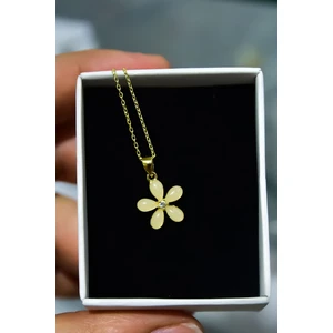 Papatya Silver 925 Ayar Gümüş Gold Kaplama Ay Taşı Yasemin Çiçeği Kolye