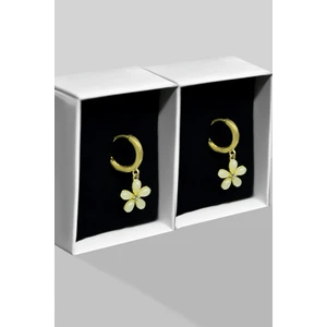 Papatya Silver 925 Ayar Gümüş Gold Kaplama Ay Taşlı Yasemin Çiçeği Klipsli Halka Küpe