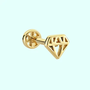 Sembol Gold Altın Diamond Tragus Piercing 14 Ayar