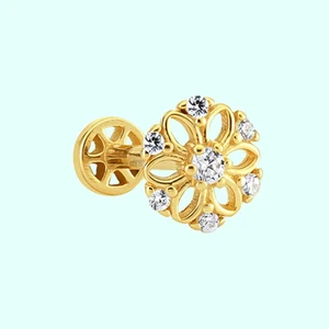 Sembol Gold Altın Çiçek Tragus Piercing 14 Ayar