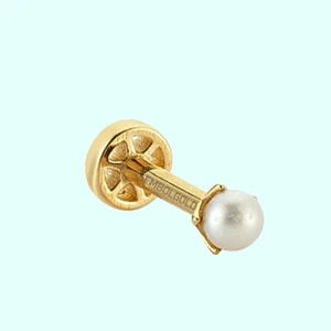 Sembol Gold Altın Inci Tragus Piercing 14 Ayar