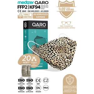 Qaro Leopar Desenli Kore Tipi KF94 Ffp2 Maske