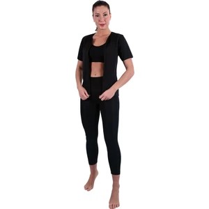 Termal Sauna Terleten Zayıflatan Fermuarlı Kısa Kol Tayt Body Takım