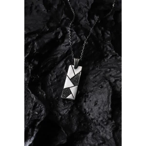 925 Ayar Gümüş Modern Zirkon Taşlı Erkek Kolye