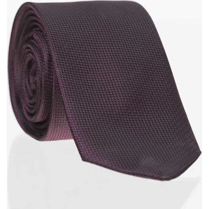 Koyu Mürdüm Slim Fit Düz Renk Dokuma Kravat