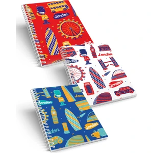 Co Notes  3'lü Spiralli Kareli Defter Seti - London Series A5 (15X21CM)
