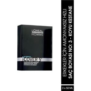 L'Oréal Professionnel Homme Cover 5 Erkekler İçin Amonyaksiz Renklendirici Jel 3X50ml Kahve 4