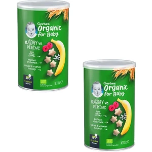 Organik Pirinçli, Buğdaylı, Muzlu ve Ahududulu  Bebek Atıştırmalığı 35 gr x 2 Adet