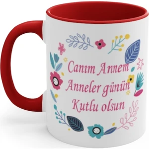 Kişiye Özel Isim Baskılı Içi Sapı Kırmızı Kupa Bardak ,anneler Günü Bardak ,anneler Günü Hediyesi
