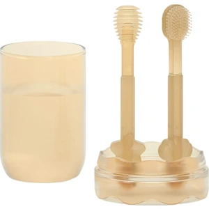 2 Adet Bebek Silikon Diş Fırçası Dil Temizleyici Set - Turuncu (Yurt Dışından)