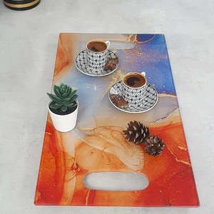 Cam Tepsi | Yaldızlı Mermer | 29cm x 52cm