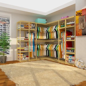 Fokai Wood Armario - Açık Ahşap El Yapımı Gardırop Elbise Dolabı