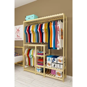 Fokai Wood Allegra Açık Ahşap Elbise Dolabı Gardırop
