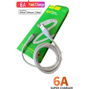 Ata Elektronik 6A Fast Chargıng Hızlı Şarz 6 Amper IPHONE iPhone Uyumlu 5 6 7 8 Xs Xr x Plus Ipod IPAD USB Data ve Şarj Kablosu