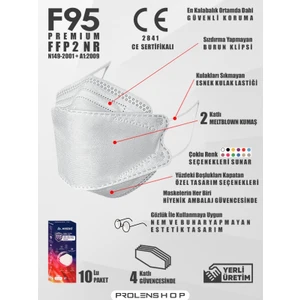 Ffp2 Premium Kore Tipi Ce-Iso Sertifikalı Tek Paketli Maske 10 Adet Beyaz
