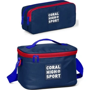 Coral High Sport Lacivert Kırmızı Beslenme ve Kalem Çantası Okul Seti