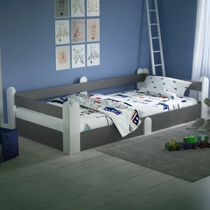Tulip Life Montessori Karyola Beyaz-Antrasit Yatak Uyumlu Oval Kesim Çocuk Yatağı 90 x 190 cm
