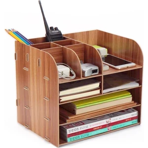 10 Bölmeli Evrak Rafı Masaüstü Organizer Dosya Düzenleyici Ceviz (montajı Yapılmış)