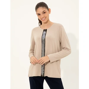 Pierre Cardin Kadın Kum Melanj Comfort Fit Tişört 50213650-VR123