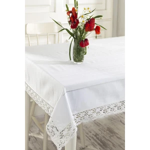 Ödel Home Beyaz Ajurlu Dantel Kenarlı Masa Örtüsü