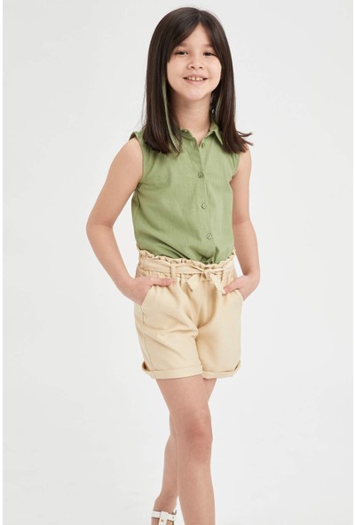 Defacto Kız Çocuk Kolsuz Bağlama Detaylı Gömlek T4057A621SM
