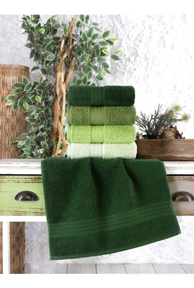Metis Tekstil Soft Pamuk 4'lü 50X90CM El ve Baş Havlusu - Style Yeşil