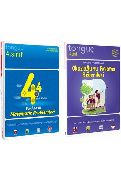 4. Sınıf Tonguç Dört Dörtlük Yeni Nesil Matematik Problemleri + Okuduğunu Anlama Becerileri 2 Kitap Set