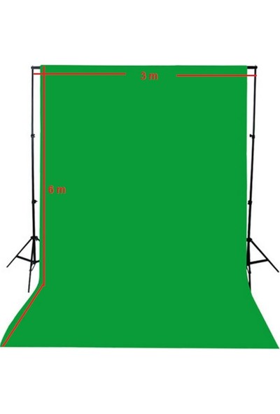 Greenbox Chromakey-Green Screen Yeşil Fon Perde (3X6M) + Fon Standı (2X8M)