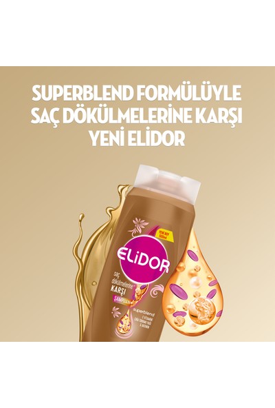 Elidor Superblend Saç Bakım Şampuanı Saç Dökülmelerine Karşı E Vitamini Chia Tohumu Yağı Arjinin 500 ml