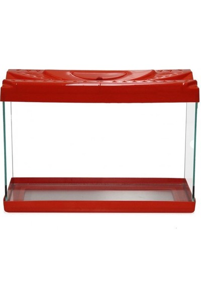 Girist Pet Renkli Kapak Mini Akvaryum 35 cm Kırmızı