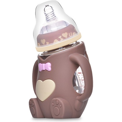 Bebek Silikon Cam Şişeler Damla Geçirmez ve Şişkinlik Geçirmez Cam Biberon (Stil 2 Mavi-Mavi) fiyatları