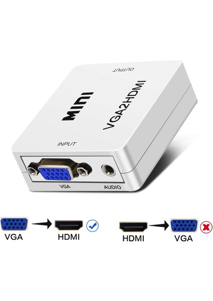 VGA To HDMI Full Hd 1080P Görüntü ve Ses Dönüştürücü Çevirici VGA2HDMI Converter Adaptör