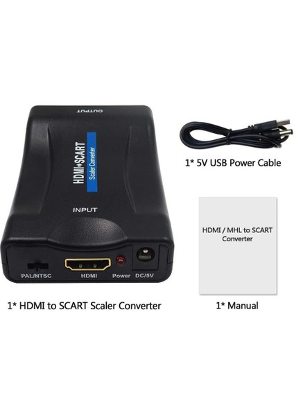 HDMI To Scart Dönüştürücü HDMI In Scart Out 1080P HDMI - Scart Converter Ses Video