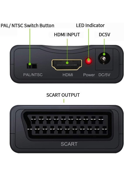 HDMI To Scart Dönüştürücü HDMI In Scart Out 1080P HDMI - Scart Converter Ses Video