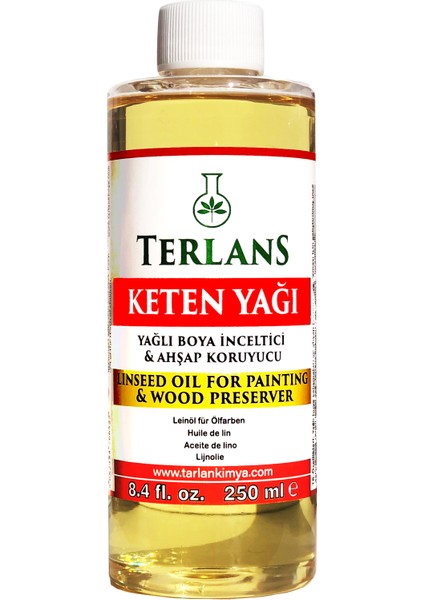 Ağartılmış Keten Yağı Resim Yağı 250 ml Linseed Oil Bleached