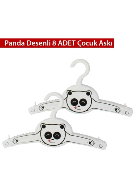 Bebek ve Çocuk Panda Desenli Askılık 8 Adet