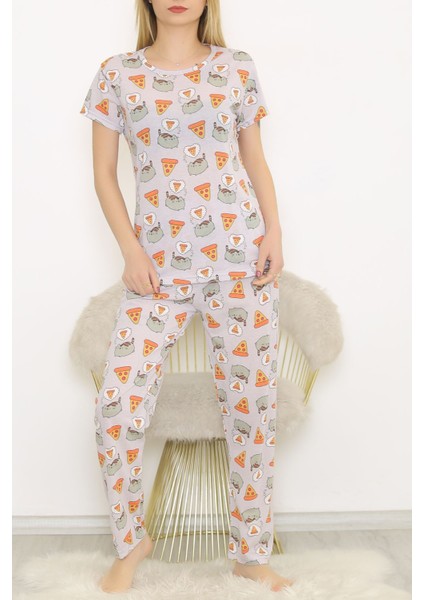 Baskılı Pijama Takımı Fümedesenli - 9085.1287.