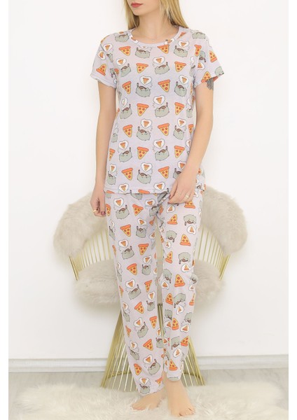 Baskılı Pijama Takımı Fümedesenli - 9085.1287.