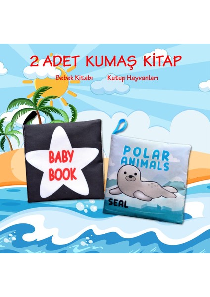 2 Kitap Tox Ingilizce Siyah-Beyaz Bebek ve Kutup Hayvanları Kumaş Sessiz Kitap E136 E125 - Bez Kitap , Eğitici Oyuncak , Yumuşak ve Hışırtılı fiyatları