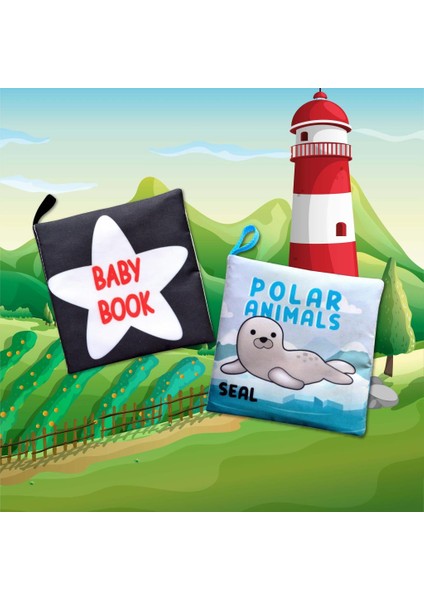 2 Kitap Tox Ingilizce Siyah-Beyaz Bebek ve Kutup Hayvanları Kumaş Sessiz Kitap E136 E125 - Bez Kitap , Eğitici Oyuncak , Yumuşak ve Hışırtılı indirimleri