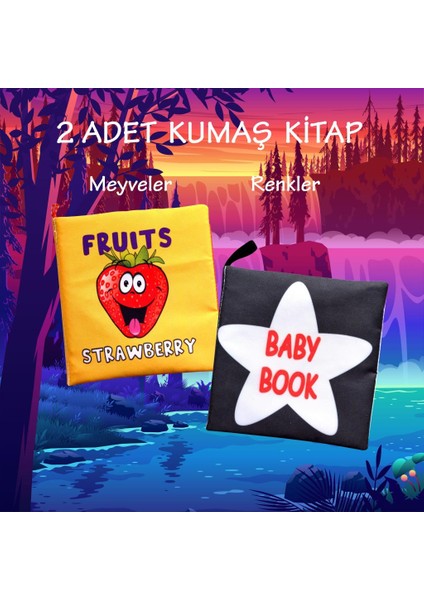 2 Kitap Tox Ingilizce Meyveler ve Siyah - Beyaz Bebek Kumaş Sessiz Kitap E126 E136 - Bez Kitap , Eğitici Oyuncak , Yumuşak ve Hışırtılı fiyatları