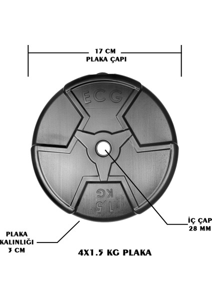 Ecgspor Özel Seri 1.5 kg Siyah Plaka-4 Adet