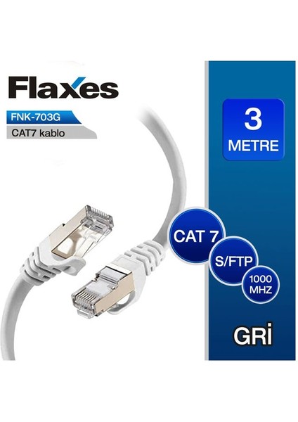 FNK-703G 3 M. Cat 7 Patch S/ftp Kablosu, Gri