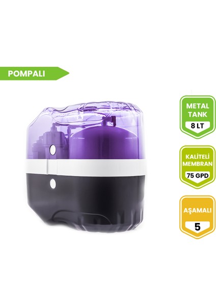 Mor 5 Aşamalı Pompalı Su Arıtma Cihazı